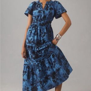Anthropologie Somerset Maxi Blue Floral Dress